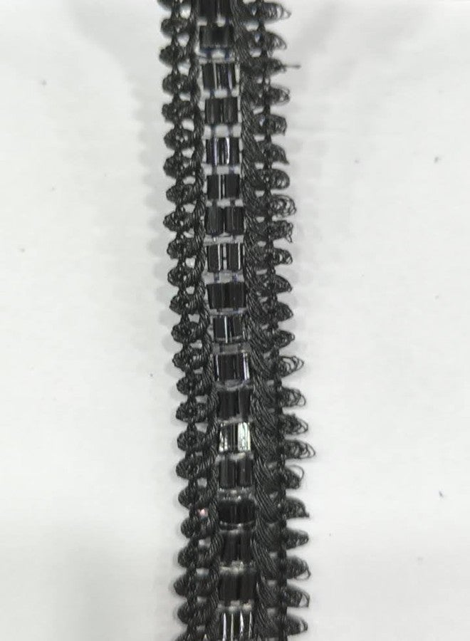 PREMDAS LACES PREMDAS LACE Net Fabric Katdana Nalki Lace for Saree's Border Finetage Pipe Lace for Dresses, Sarees, Lehenga, Suits, Blouses, Dupatta, Chunri and Craft (9meter) (Black) - Image 1